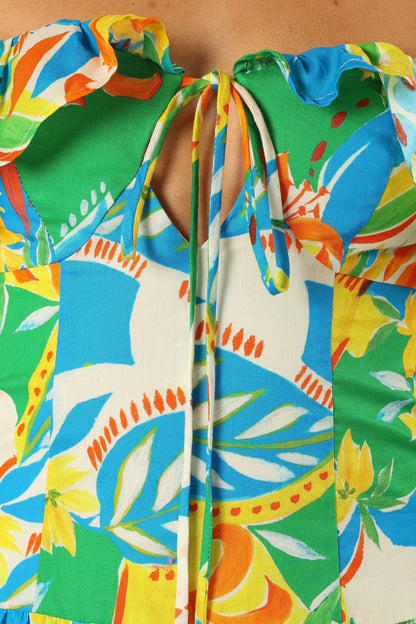 Harriet Off Shoulder Maxi Dress Malta Print
