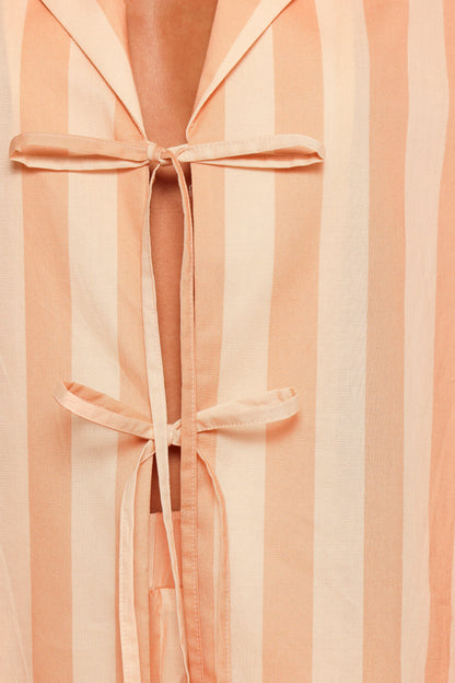 Essie Tie Front Shirt Terracotta Stripe