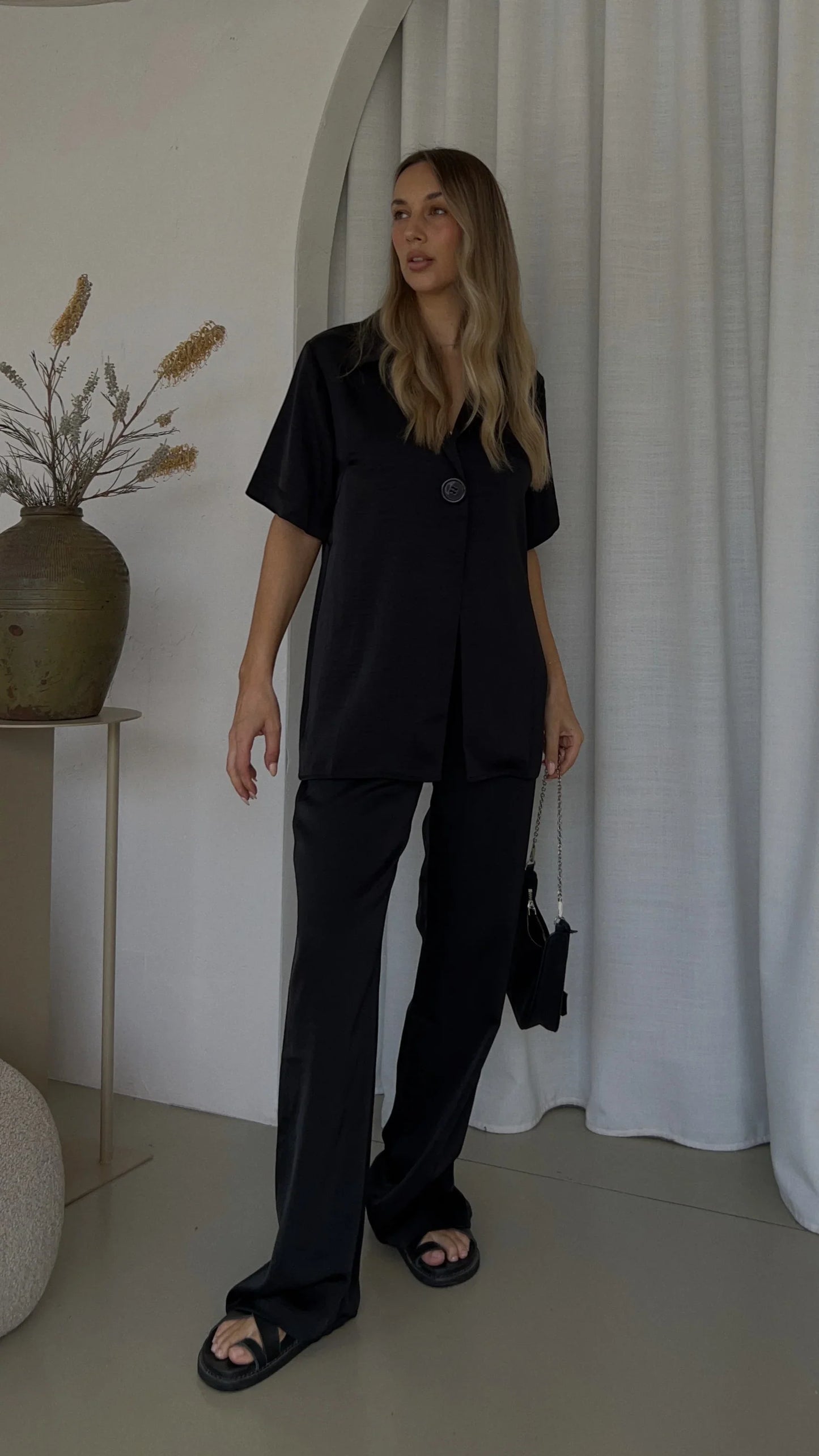 Imogen Button Pants Black