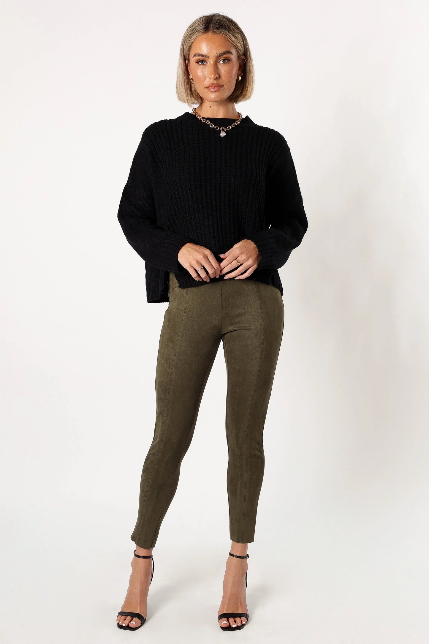 Morgan Suede Look Legging Olive