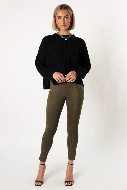 Morgan Suede Look Legging Olive