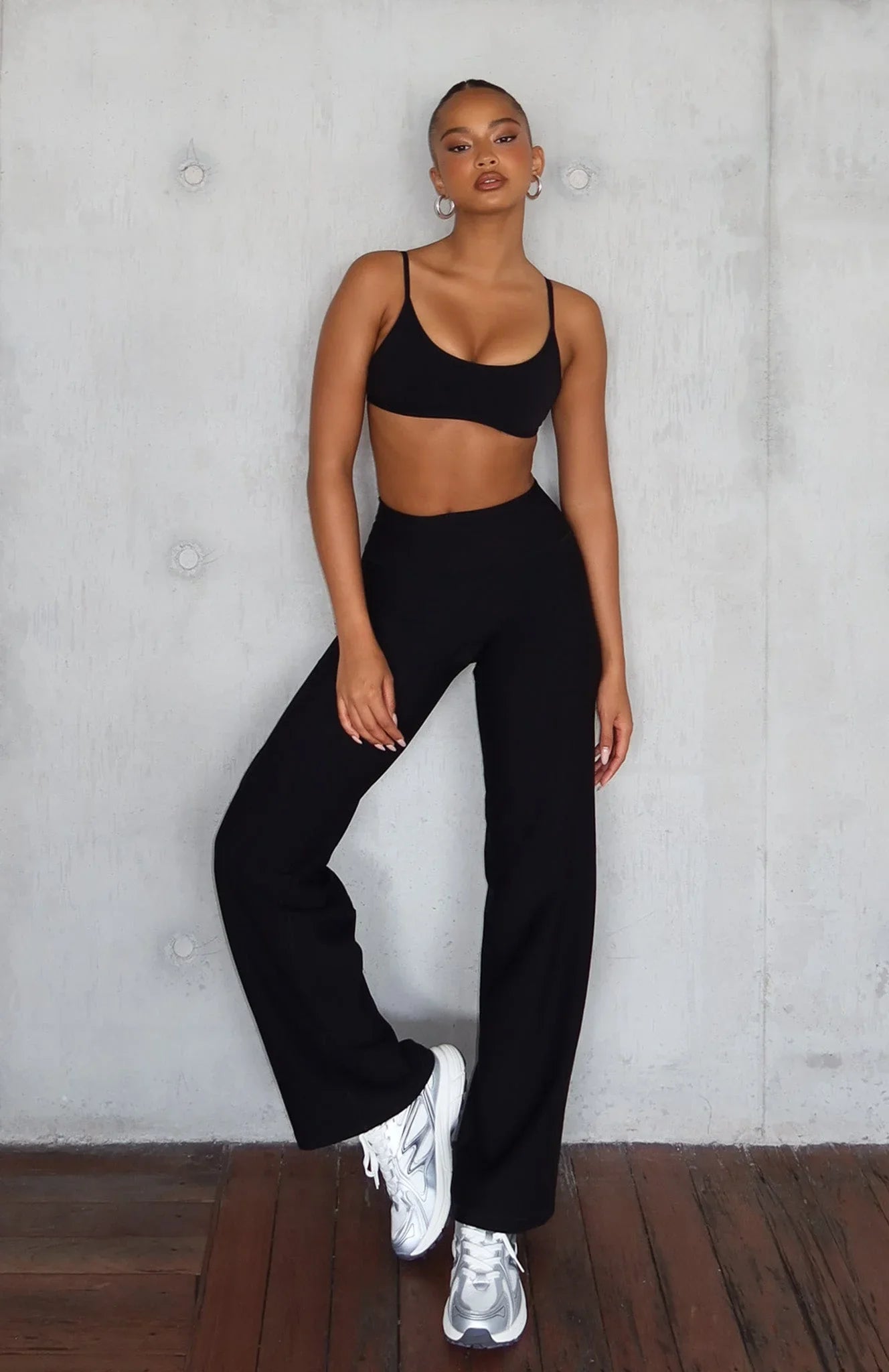Crushing Mid Wide Leggings Black