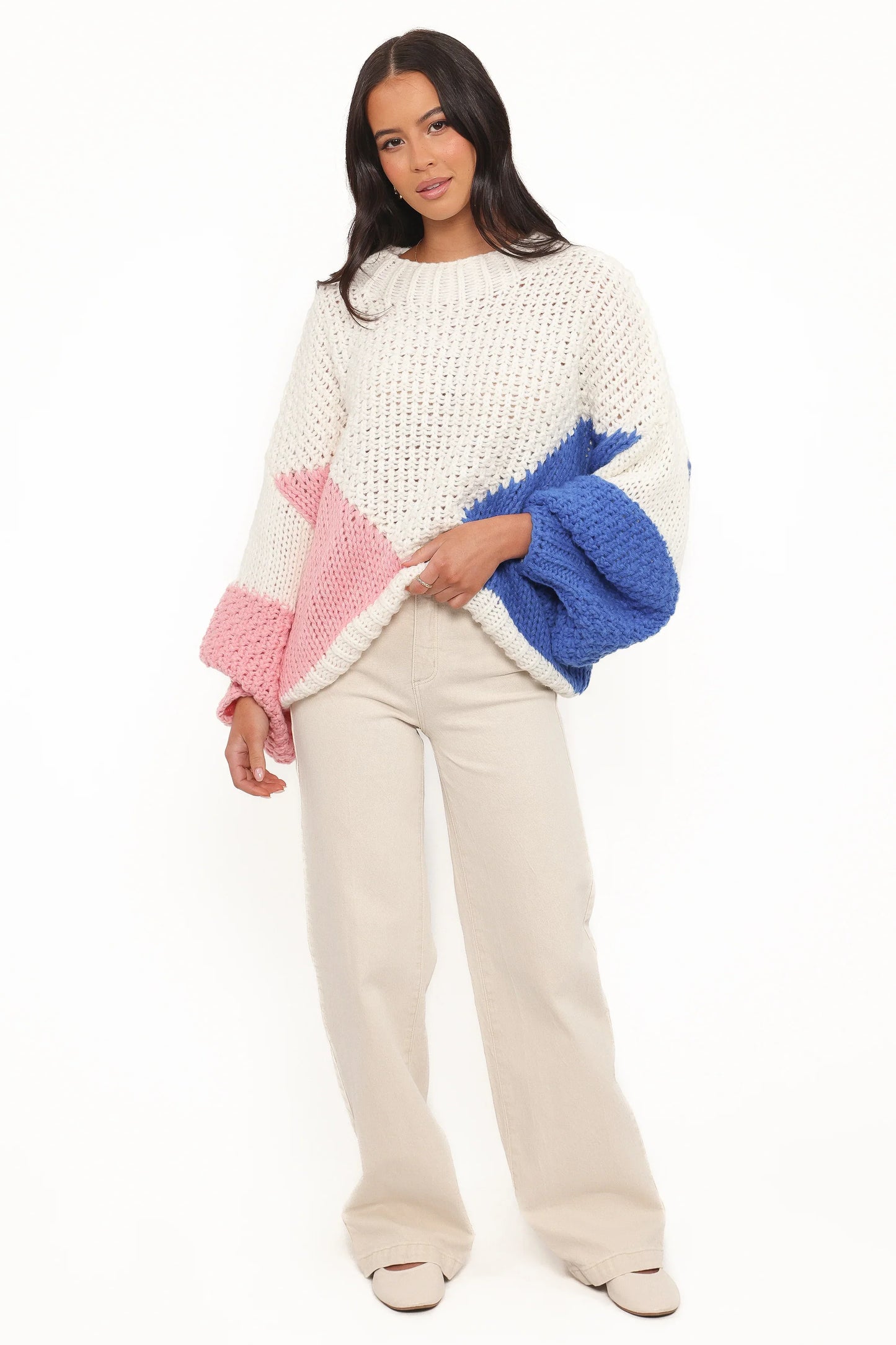 Koda Pattern Knit Sweater White Multi