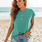 Solid Casual Short Sleeve T Shirt