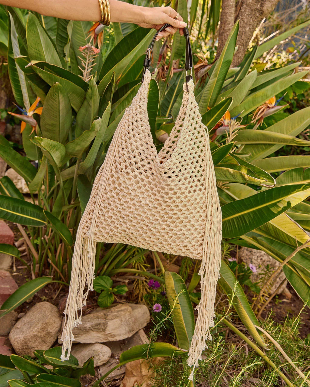 Dreamy Cove Crochet Fringe Tote Bag
