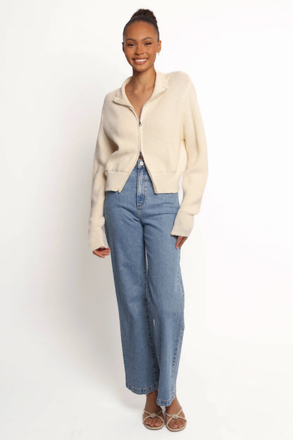 Kourtney Zip Cardigan Cream