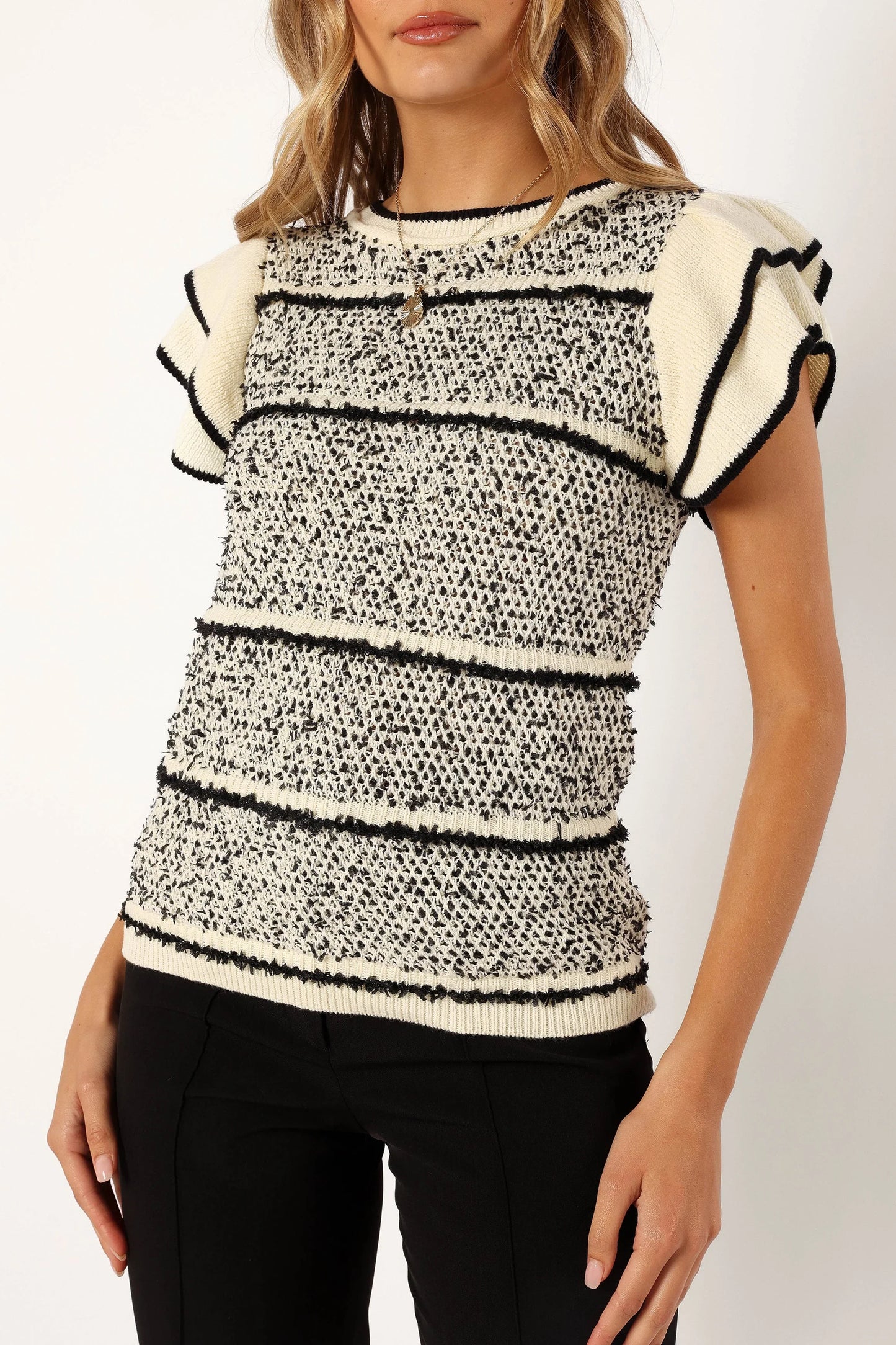 Lydia Knit Top Ivory Black
