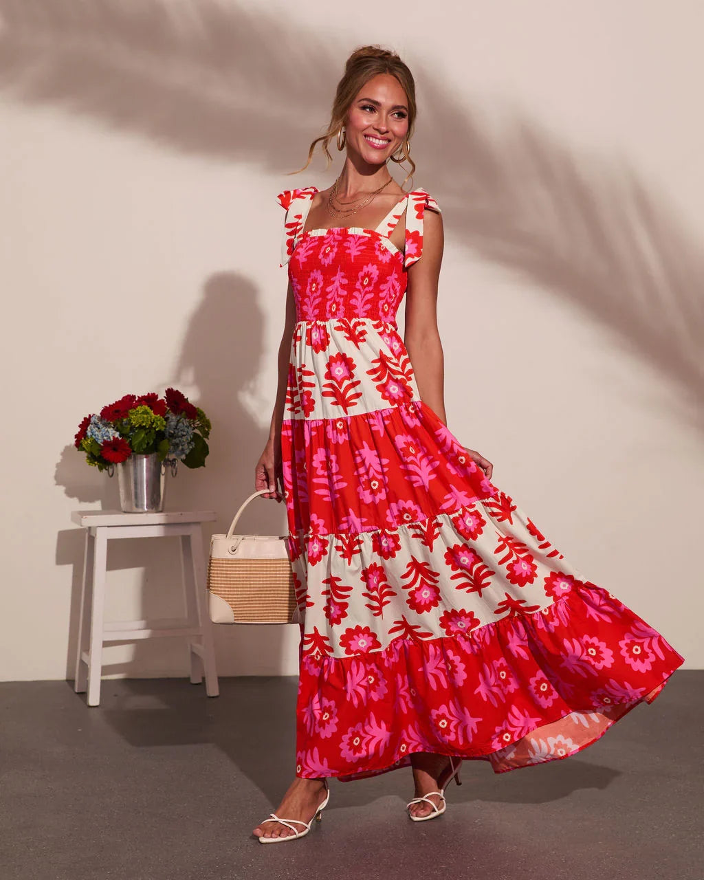 Summer Dreaming Floral Color Block Maxi Dress