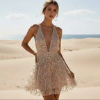 Sexy Halter Romper Mini Dress