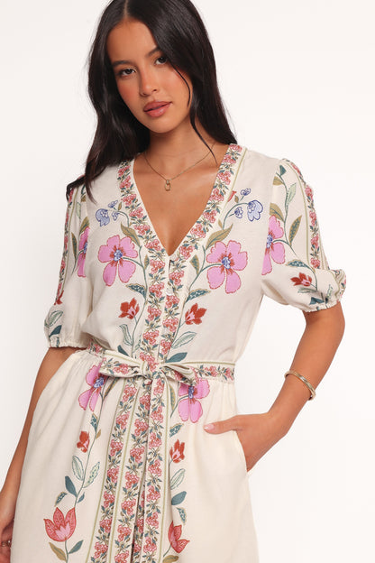 Ginger Tie Waist Romper Pink Multi