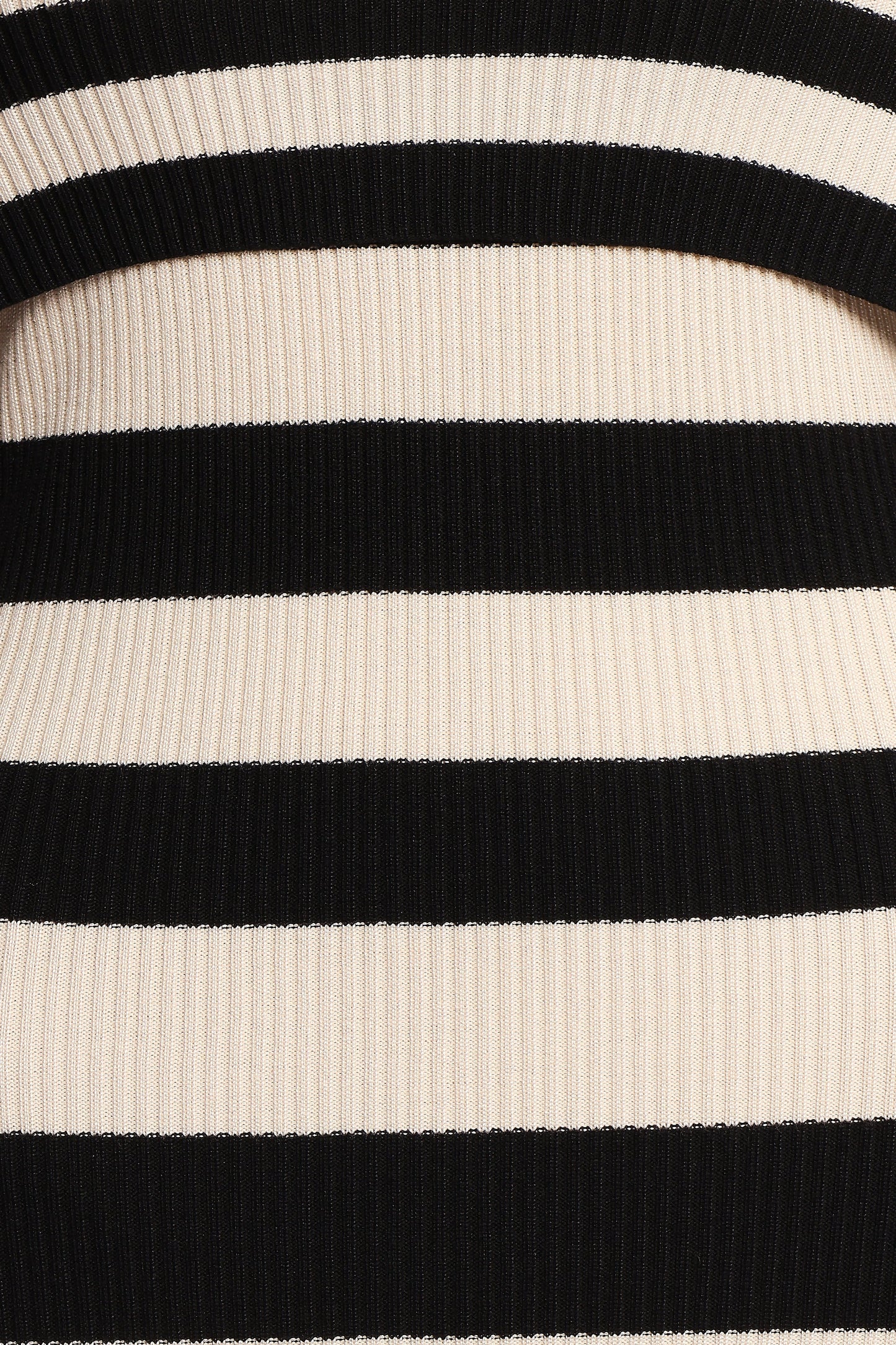 Banks Off Shoulder Knit Dress Black Cream Stripe