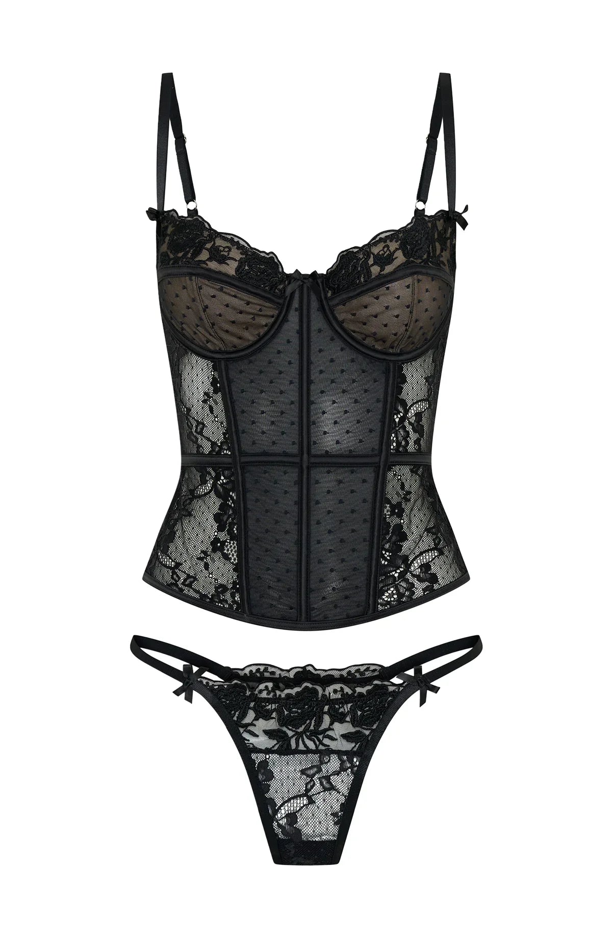 Cherished Heart Lingerie Set Black