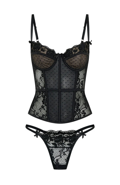 Cherished Heart Lingerie Set Black