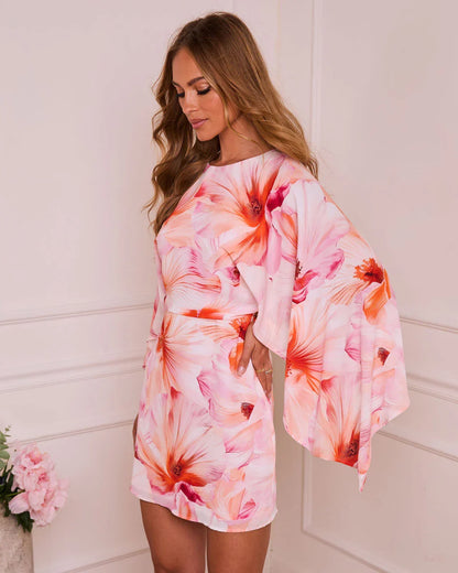 Deliliah Floral Print Mini Dress