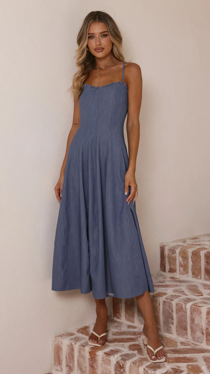 Tanya Maxi Dress Blue Denim