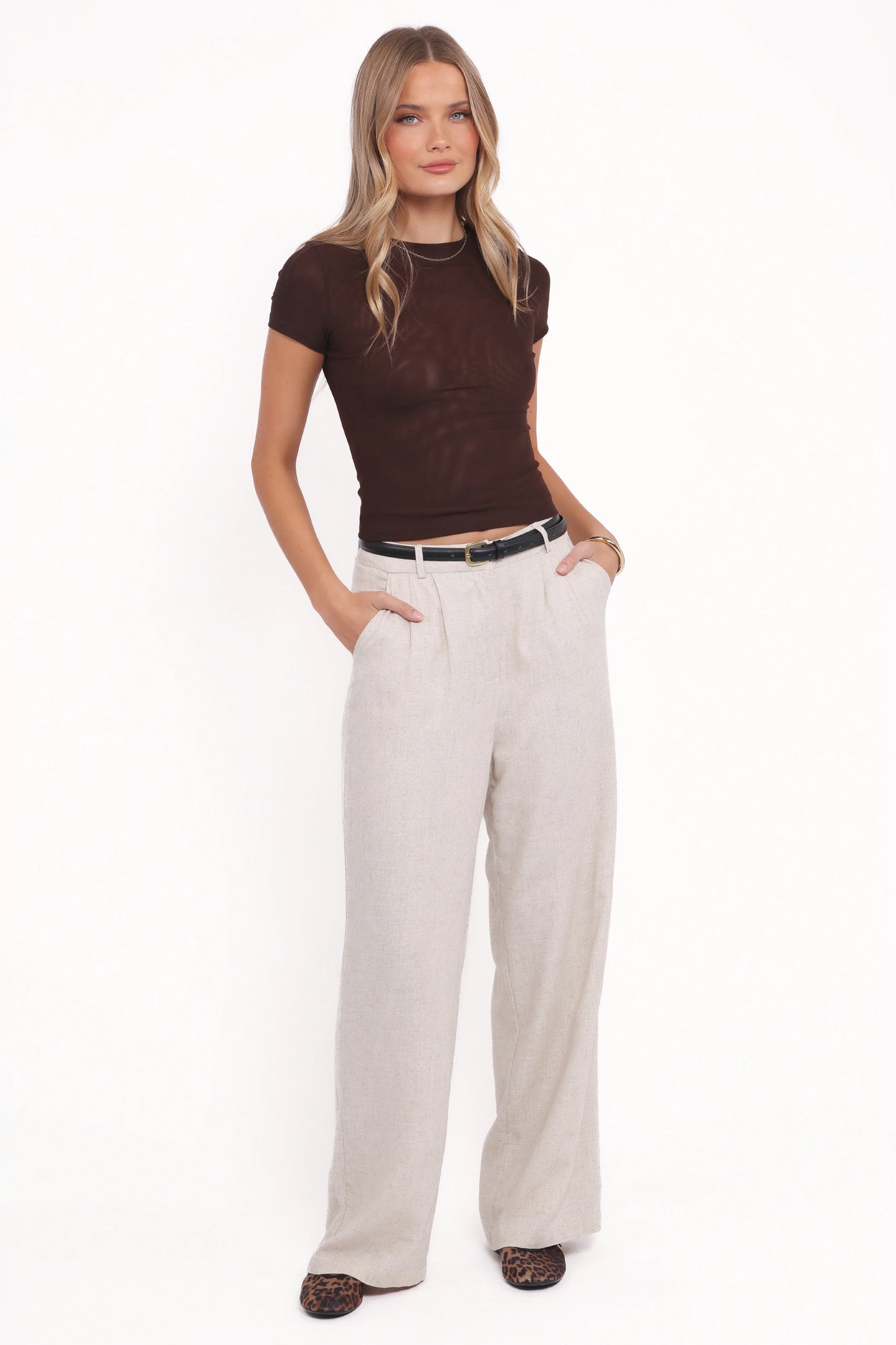 Vivian Mesh Tee Brown