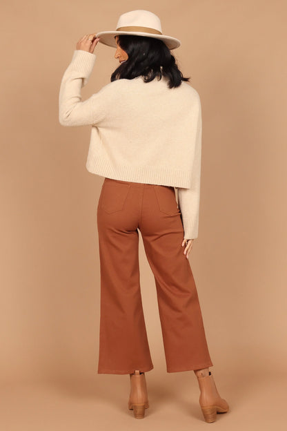 Georgette High Waisted Straight Leg Pants Brown