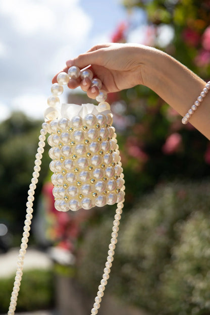 Eleanor Beaded Bag Pearl