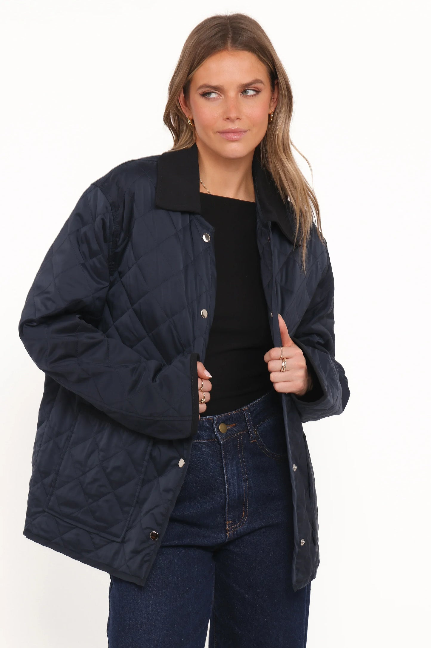 Lynly Quilted Barn Jacket Navy
