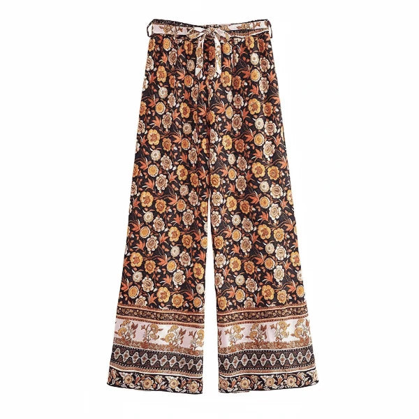 Autumn Bloom Boho Wide Leg Pants