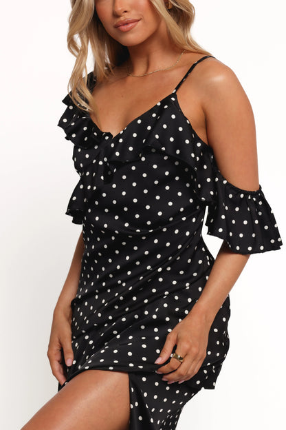 Adelina Maxi Dress Black Polka Dot