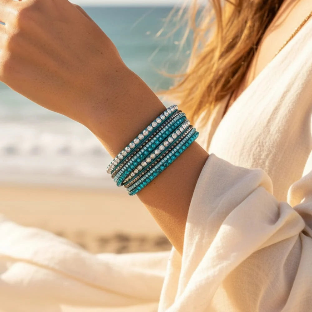 Leather Rhinestone Bracelet