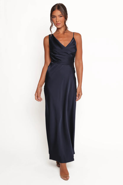 Anela Asymmetric Midi Dress Navy