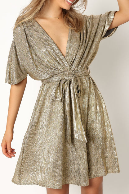 Vivid Mini Dress Gold