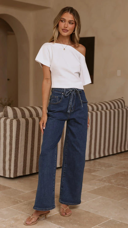 Nyra Wide Leg Jeans Dark Denim