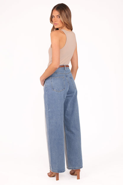 Yuri Wide Leg Jeans Two Tone Blue