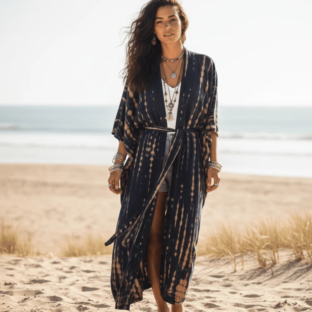 Long Boho Beach Kimono Swim Cover Up